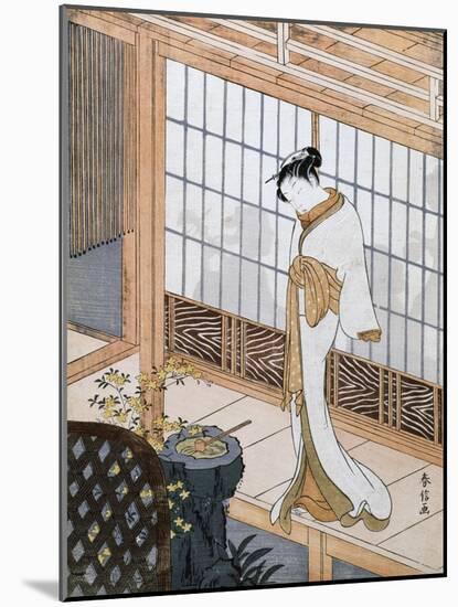 Woman in Winter Coat-Suzuki Harunobu-Mounted Giclee Print