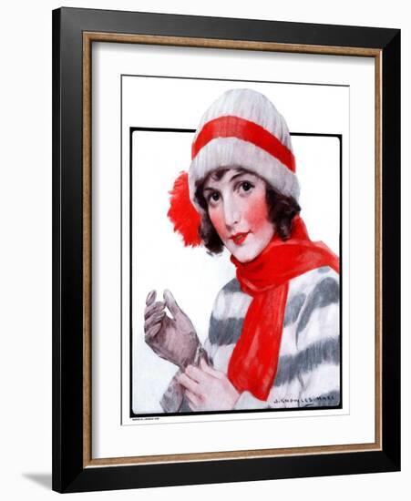 "Woman in Winter Wear,"December 20, 1924-J. Knowles Hare-Framed Giclee Print