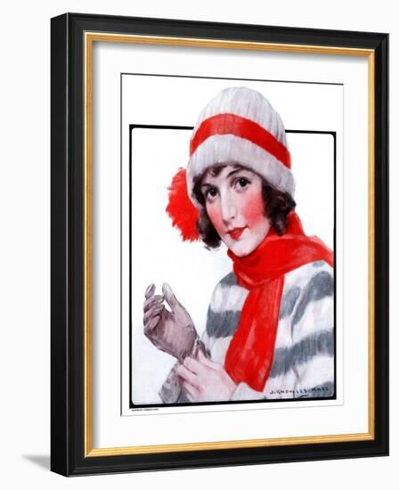 "Woman in Winter Wear,"December 20, 1924-J. Knowles Hare-Framed Giclee Print