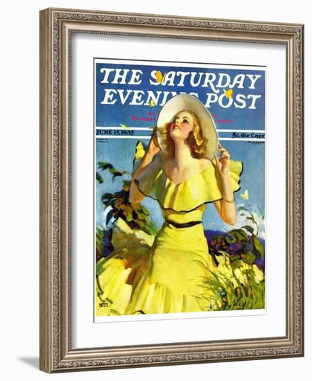 "Woman in Yellow," Saturday Evening Post Cover, June 15, 1935-Andrew Loomis-Framed Premium Giclee Print