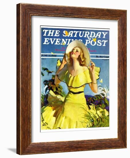 "Woman in Yellow," Saturday Evening Post Cover, June 15, 1935-Andrew Loomis-Framed Giclee Print