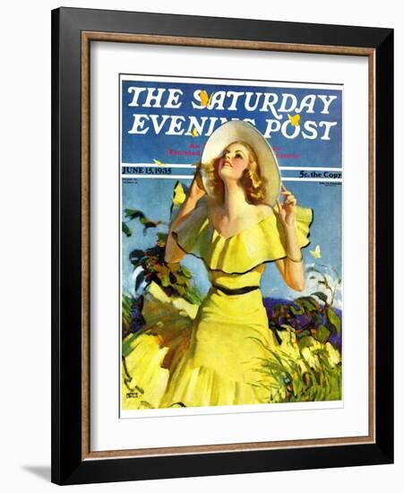 "Woman in Yellow," Saturday Evening Post Cover, June 15, 1935-Andrew Loomis-Framed Giclee Print