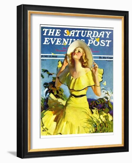 "Woman in Yellow," Saturday Evening Post Cover, June 15, 1935-Andrew Loomis-Framed Giclee Print