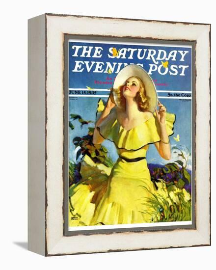 "Woman in Yellow," Saturday Evening Post Cover, June 15, 1935-Andrew Loomis-Framed Premier Image Canvas