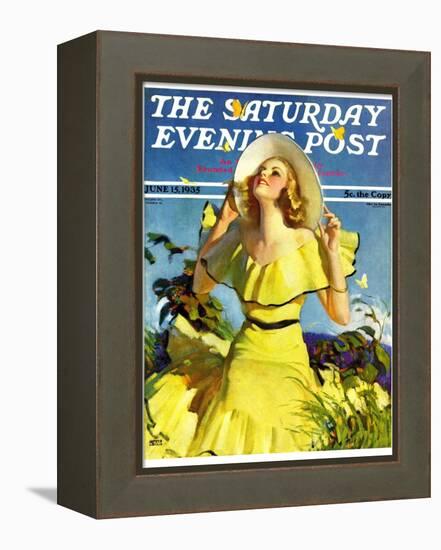 "Woman in Yellow," Saturday Evening Post Cover, June 15, 1935-Andrew Loomis-Framed Premier Image Canvas