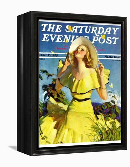 "Woman in Yellow," Saturday Evening Post Cover, June 15, 1935-Andrew Loomis-Framed Premier Image Canvas