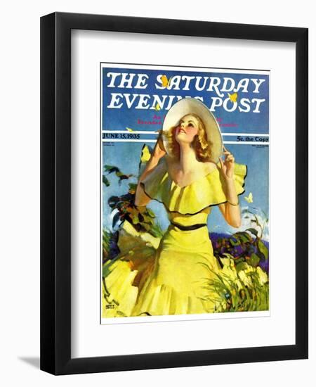 "Woman in Yellow," Saturday Evening Post Cover, June 15, 1935-Andrew Loomis-Framed Giclee Print