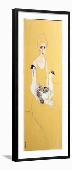 Woman in Yellow Turban with Two Ducks, 2016-Susan Adams-Framed Giclee Print