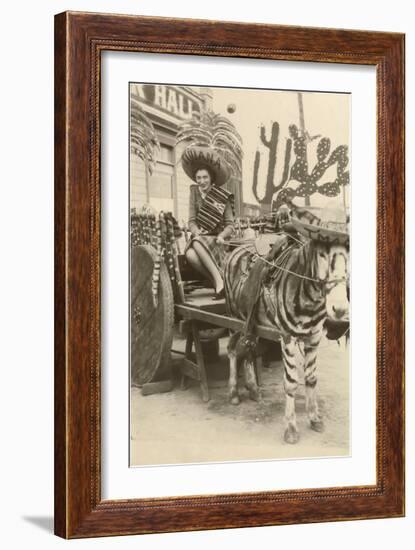 Woman in Zebra Cart, Tijuana, Mexico-null-Framed Art Print
