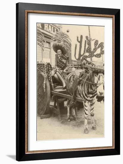 Woman in Zebra Cart, Tijuana, Mexico-null-Framed Art Print