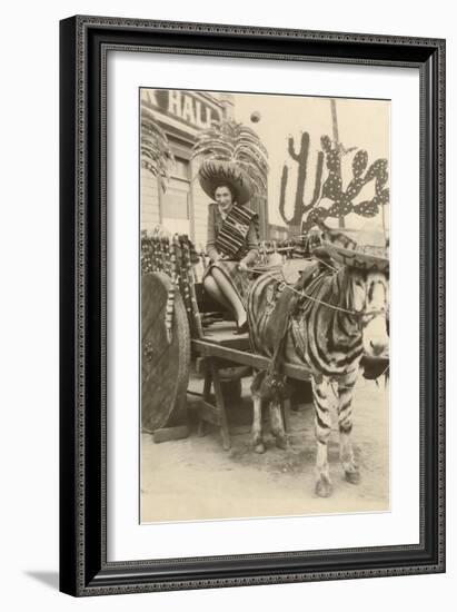 Woman in Zebra Cart, Tijuana, Mexico-null-Framed Art Print