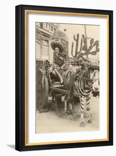 Woman in Zebra Cart, Tijuana, Mexico-null-Framed Art Print