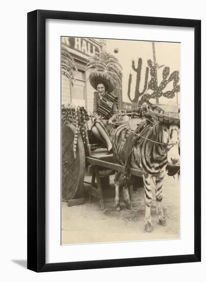 Woman in Zebra Cart, Tijuana, Mexico-null-Framed Premium Giclee Print
