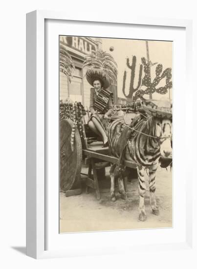 Woman in Zebra Cart, Tijuana, Mexico-null-Framed Premium Giclee Print