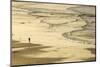 Woman Jogging at Sunrise on Gwithian Beach, Cornwall, England, United Kingdom-Mark Chivers-Mounted Photographic Print
