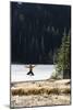 Woman Jumps Up In Joy After Reaching A Beautiful High Alpine Lake In The Olympic Mountains, Wa-Hannah Dewey-Mounted Photographic Print