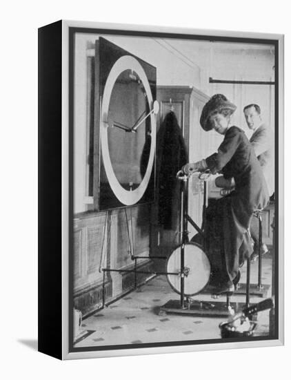 Woman Keeping Fit in the Titanic's Gymnasium-null-Framed Premier Image Canvas