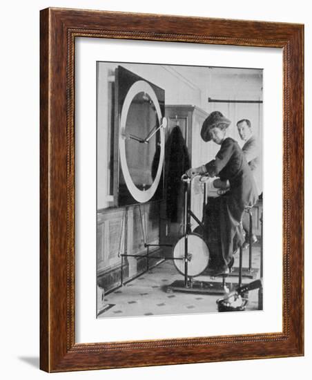 Woman Keeping Fit in the Titanic's Gymnasium-null-Framed Photographic Print