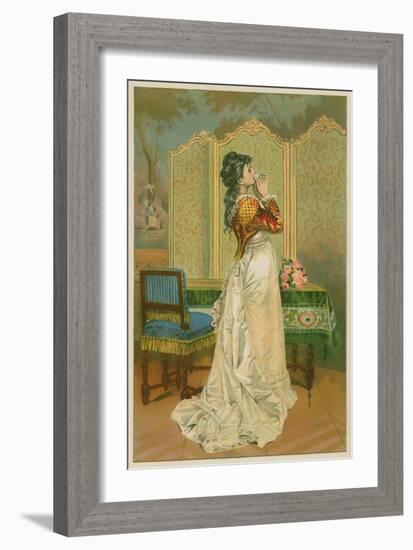 Woman Kissing Love Letter-null-Framed Giclee Print