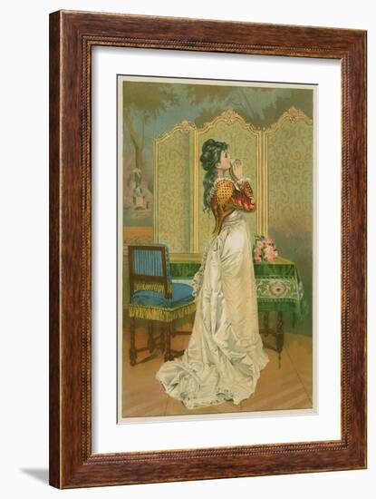 Woman Kissing Love Letter-null-Framed Giclee Print