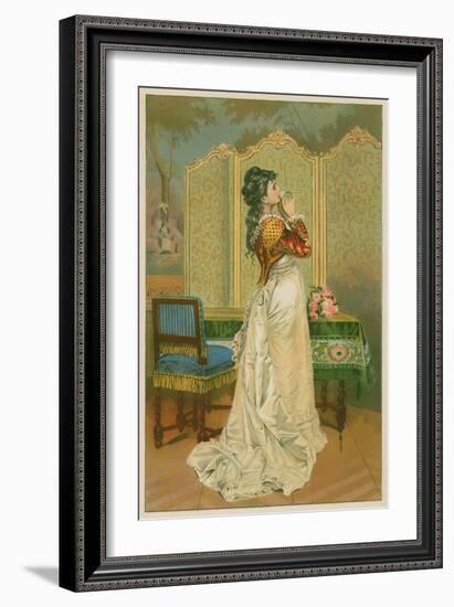 Woman Kissing Love Letter-null-Framed Giclee Print