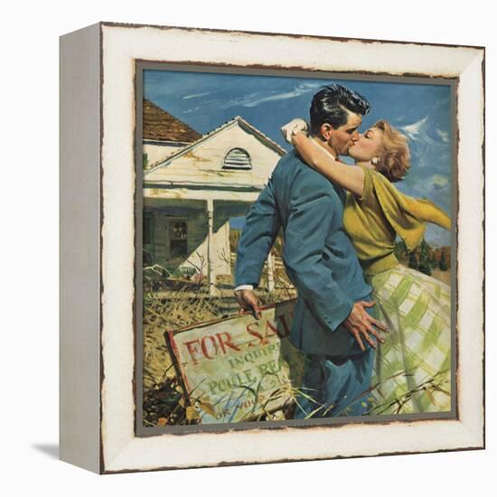 Woman Kissing Man, 1955-null-Framed Premier Image Canvas