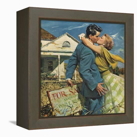 Woman Kissing Man, 1955-null-Framed Premier Image Canvas