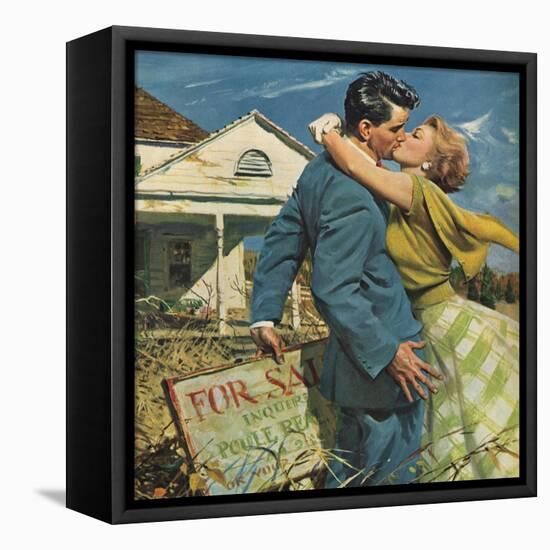 Woman Kissing Man, 1955-null-Framed Premier Image Canvas