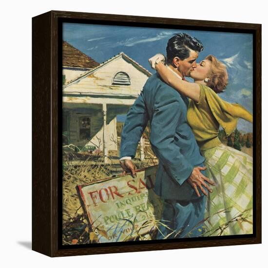 Woman Kissing Man, 1955-null-Framed Premier Image Canvas