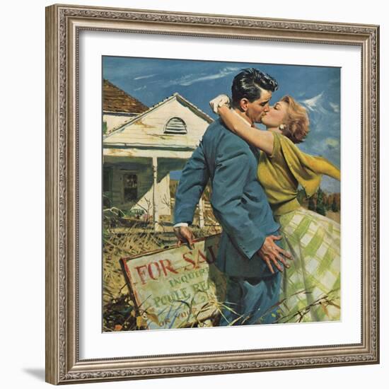 Woman Kissing Man, 1955-null-Framed Giclee Print