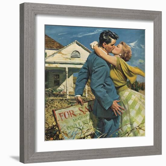 Woman Kissing Man, 1955-null-Framed Giclee Print