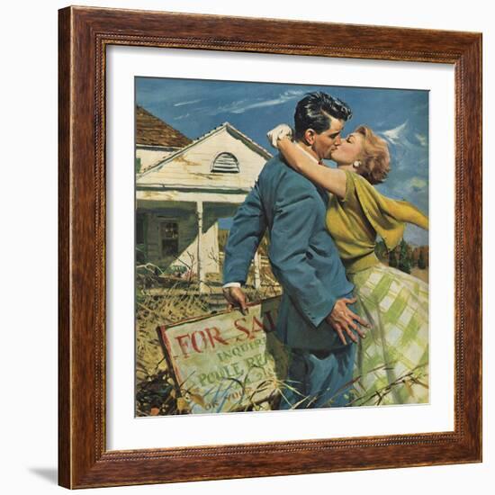 Woman Kissing Man, 1955--Framed Giclee Print
