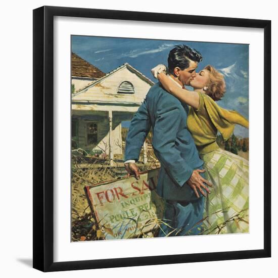 Woman Kissing Man, 1955-null-Framed Giclee Print