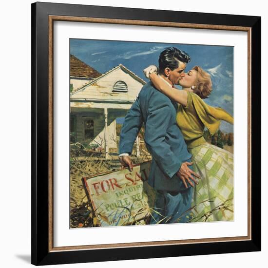 Woman Kissing Man, 1955-null-Framed Giclee Print