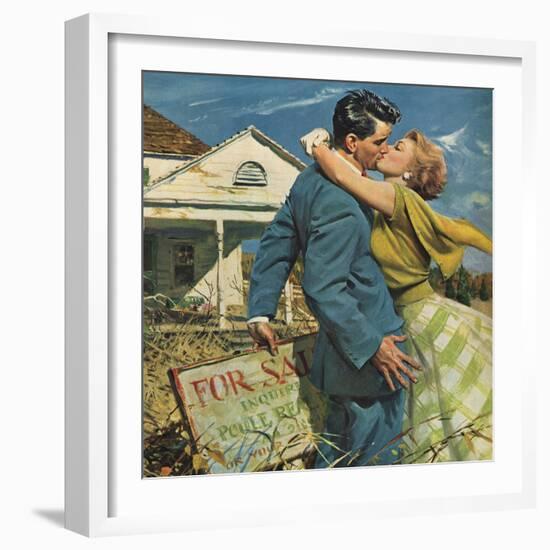 Woman Kissing Man, 1955-null-Framed Giclee Print