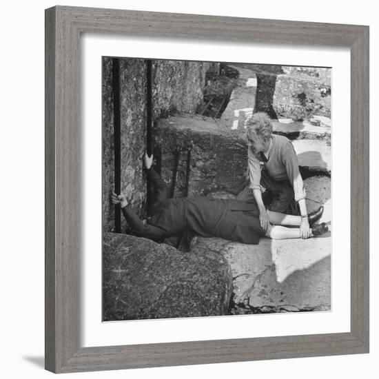 Woman Kissing the Blarney Stone-Hans Wild-Framed Photographic Print