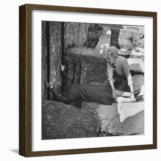 Woman Kissing the Blarney Stone-Hans Wild-Framed Photographic Print