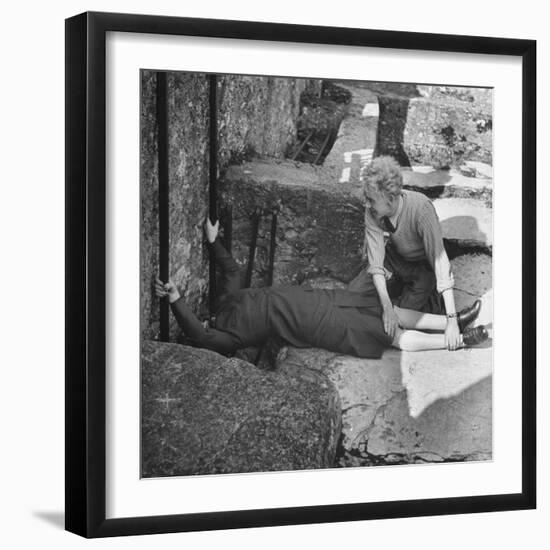 Woman Kissing the Blarney Stone-Hans Wild-Framed Photographic Print