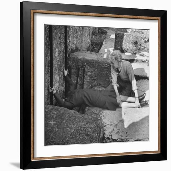Woman Kissing the Blarney Stone-Hans Wild-Framed Photographic Print