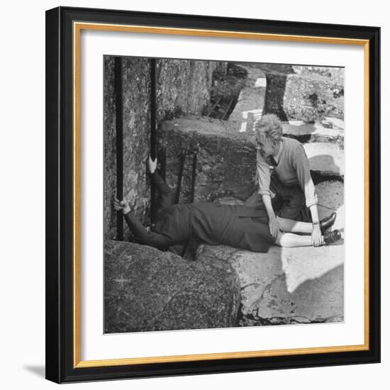 Woman Kissing the Blarney Stone-Hans Wild-Framed Photographic Print