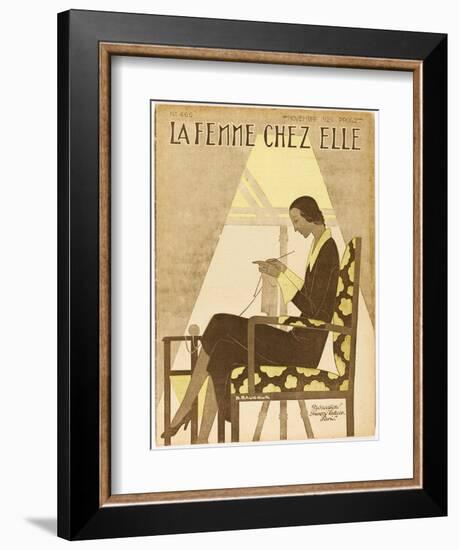 Woman Knitting 1929-null-Framed Photographic Print