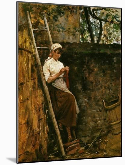 Woman Knitting-Silvestro Lega-Mounted Giclee Print