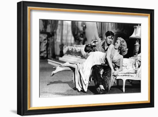 Woman Laid on the Kneel of a Man Have Her Bottom Smacked, 40'S-null-Framed Photo