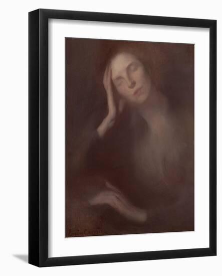 Woman Leaning on a Table, 1893-Eugene Carriere-Framed Giclee Print