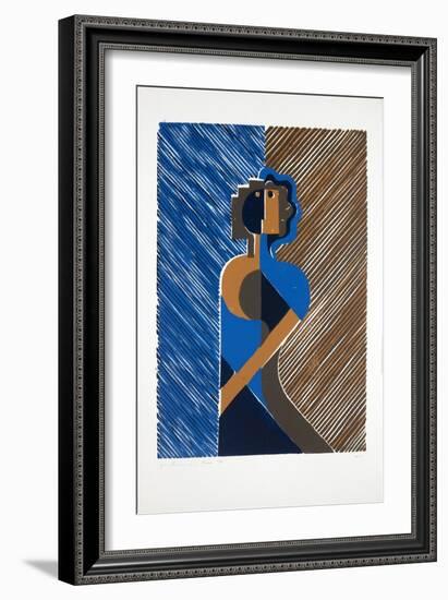 Woman Leaning on A Wall, 2019 (Linocut)-Guilherme Pontes-Framed Giclee Print
