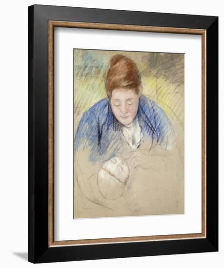 Woman Leaning over Baby-Mary Cassatt-Framed Giclee Print