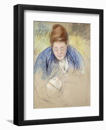 Woman Leaning over Baby-Mary Cassatt-Framed Giclee Print