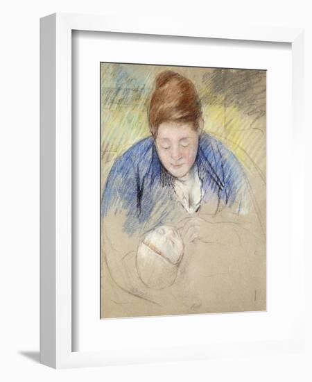 Woman Leaning over Baby-Mary Cassatt-Framed Giclee Print