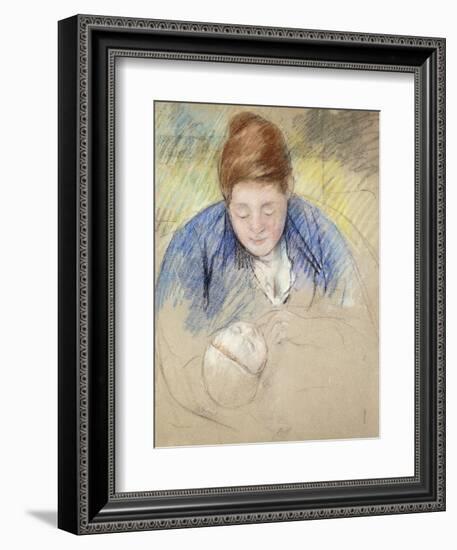 Woman Leaning over Baby-Mary Cassatt-Framed Giclee Print