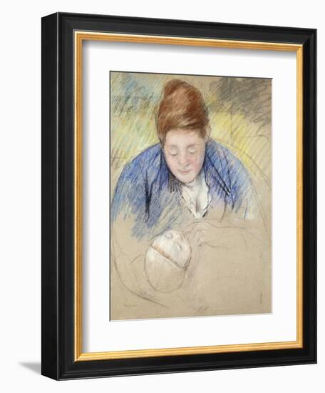 Woman Leaning over Baby-Mary Cassatt-Framed Giclee Print